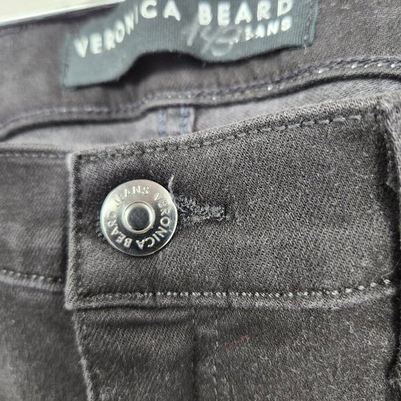 Veronica Beard Black Kate 10” Skinny Striped Waistband SZ 29 Denim Jeans - Picture 5 of 15